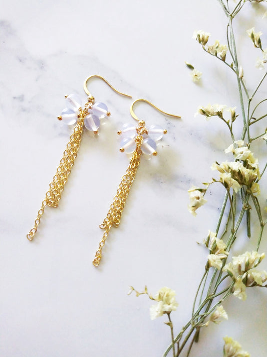 Opal Glass Cluster Gold Filled Earrings E140065