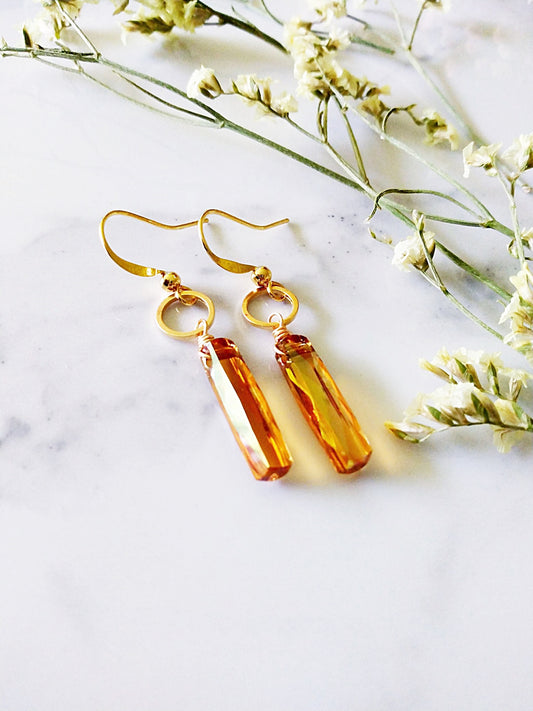 Minimalist Geometric Austrian Crystal Gold Filled Earrings E140116